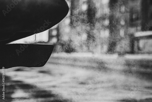 Schilderij op canvas Close-up of car smoking exhaust pipe, car with gasoline engine