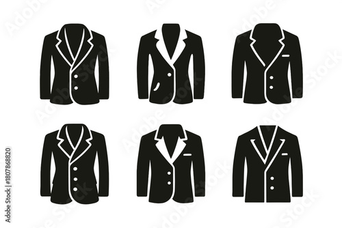 Vintage Clothing Logos. vintage clothing. Icon set. Set Logo of vintage clothing: old-fashioned suit jacket. harmonious logo variations of the same emblematic
