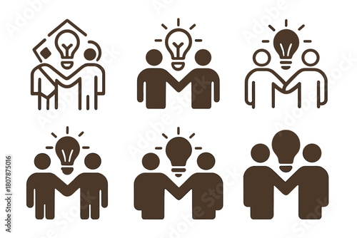 Event Preparation Logos. Helping someone prepare for a big event or transition. Icon set. Set Logo of helping someone prepare for a big event or transition: