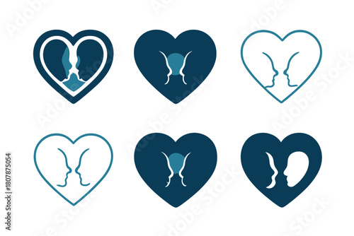 Deep Connection Icons. Deep connection. Icon set. Set Logo of deep connection: linked circles. harmonious logo variations of the same emblematic concept, each