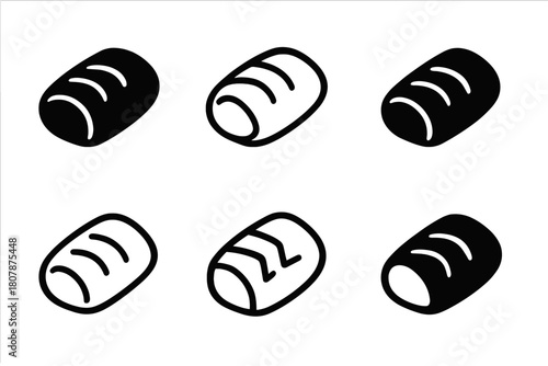 Stuffed Vegetable Icons. Stuffed vegetables. Icon set. Set Logo of Stuffed vegetables: Stuffed cabbage rolls. harmonious logo variations of the same emblematic