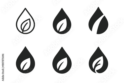 Biofuel Icon Variations. alternative energy sources from biological processes. Icon set. Set Logo of alternative energy sources from biological processes: