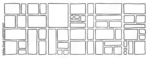 Hand drawn frame borders set. Scribble rectangle collection. Abstract box outlines for text and design