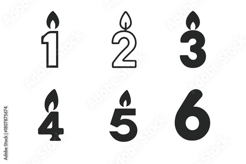 Birthday Milestone Logos. Birthday milestone. Icon set. Set Logo of birthday milestone: circular badge with star and age numeral. harmonious logo variations of