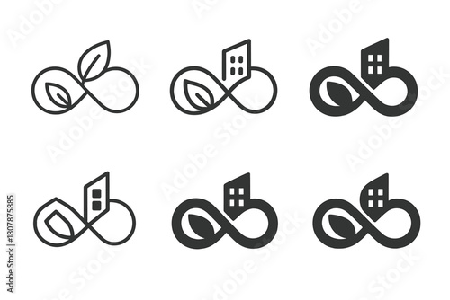 Sustainability Goals Icons. Corporate sustainability goals. Icon set. Set Logo of Corporate Sustainability Goals: renewable energy wind turbine in corporate