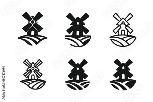 Collective Farm Logos. Collective farm. Icon set. Set Logo of collective farm: wheat sheaf. harmonious logo variations of the same emblematic concept, each