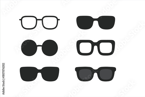 Sunglasses Logo Variations. Fashion accessories. Icon set. Set Logo of fashion accessories: sunglasses. harmonious logo variations of the same emblematic