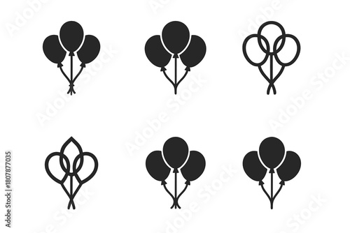 Balloon Logo Variations. Balloon. Icon set. Set Logo of balloon: single floating balloon with string. harmonious logo variations of the same emblematic