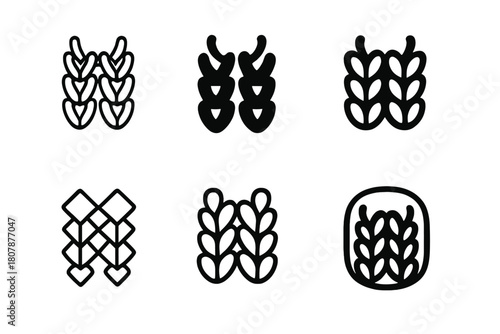 Knitting Scarf Logos. Knitting a scarf. Icon set. Set Logo of knitting a scarf: close-up of knitted stitches forming a pattern. harmonious logo variations of