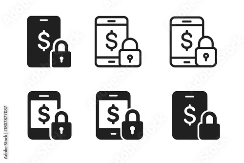 Finance App Icons. Managing finances with an app. Icon set. Set Logo of managing finances with an app: credit card and analytics chart. harmonious logo