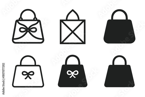 Fashion Accessories Icons. Fashion accessories. Icon set. Set Logo of fashion accessories: handbag. harmonious logo variations of the same emblematic concept,