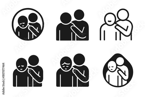 Chronic Illness Icons. The quiet sorrow of living with chronic conditions. Icon set. Set Logo of The quiet sorrow of living with chronic conditions: Person