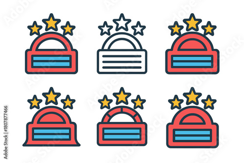 Hollywood Boulevard Logos. Hollywood Boulevard. Icon set. Set Logo of Hollywood Boulevard: clapboard merged with boulevard map grid. harmonious logo variations