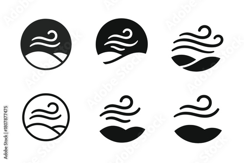 Open Space Icons. open space. Icon set. Set Logo of open space: abstract symbol of infinite openness. harmonious logo variations of the same emblematic