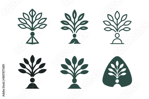 Quiet Leadership Icons. Quiet leadership. Icon set. Set Logo of quiet leadership: calm leader silhouette. harmonious logo variations of the same emblematic