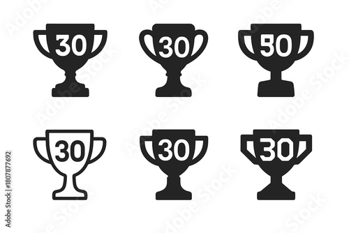 Birthday Milestone Icons. Birthday milestone. Icon set. Set Logo of birthday milestone: number-shaped balloon arrangement. harmonious logo variations of the