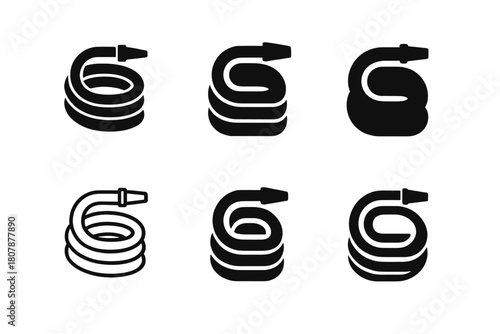 Hose Logo Variations. Hose. Icon set. Set Logo of hose: sprinkler head. harmonious logo variations of the same emblematic concept, each with different artistic