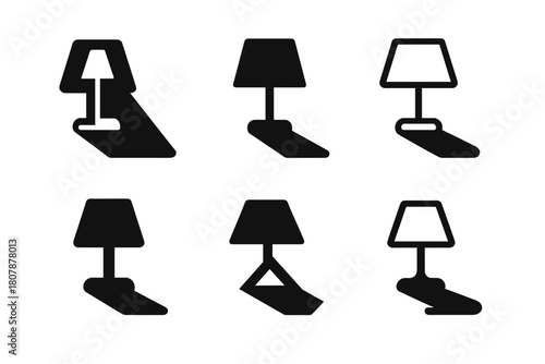 Lighting Logo Variations. Lighting composition. Icon set. Set Logo of lighting composition: spotlight beam. harmonious logo variations of the same emblematic