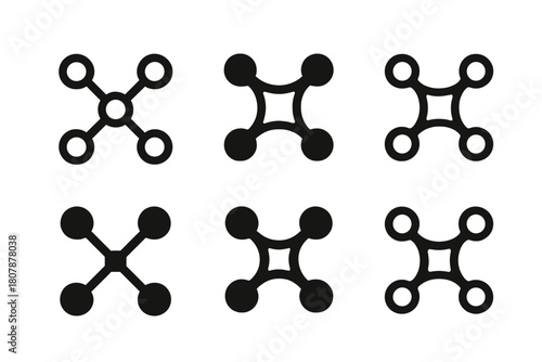 Micro-Mentorship Logo Variations. Micro-mentorship moments. Icon set. Set Logo of micro-mentorship moments: connected dots network. harmonious logo variations