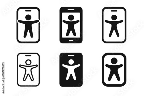 Accessible UI Icon Set. Accessible user interface (UI) design. Icon set. Set Logo of accessible user interface (UI) design: universal design grid. harmonious