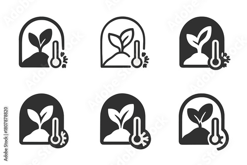 Artificial Ecosystem Icons. Artificial ecosystems and self-sustaining habitats. Icon set. Set Logo of Artificial ecosystems and self-sustaining habitats: