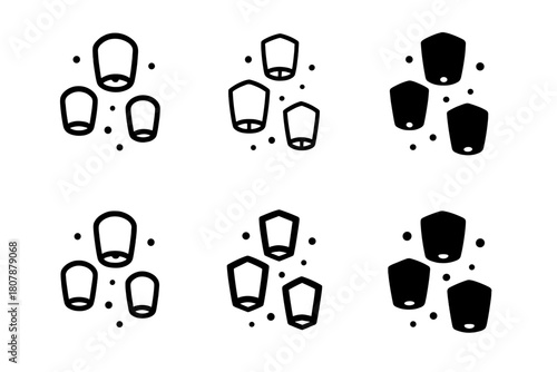 Memorial Lantern Logos. Remembering loved ones with special memorial traditions. Icon set. Set Logo of remembering loved ones with special memorial traditions: