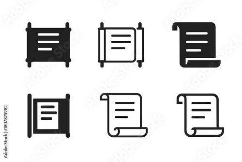 Preservation Icon Set. Cultural, historical, and scientific preservation efforts. Icon set. Set Logo of historical preservation: old manuscript. harmonious