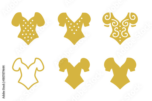 Circus Costume Logos. Circus costumes. Icon set. Set Logo of circus costumes: ringmaster uniform. harmonious logo variations of the same emblematic concept,