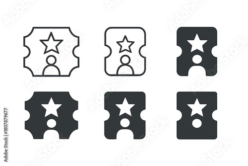 Celebrity Event Icon Set. Celebrity appearance. Icon set. Set Logo of Celebrity appearance: Event ticket. harmonious logo variations of the same emblematic