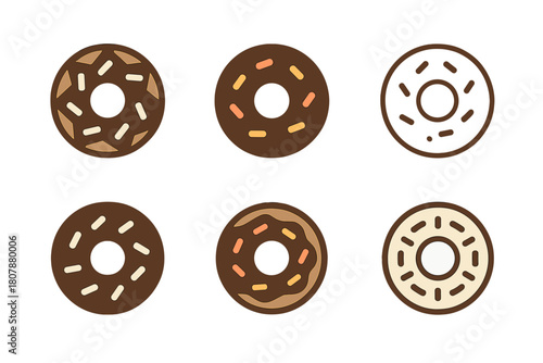 Doughnut Logo Variations. Sprinkle. Icon set. Set Logo of Sprinkle: Doughnut with sprinkles. harmonious logo variations of the same emblematic concept, each