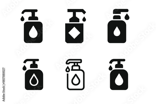 Restroom Hygiene Icons. Public restroom hygiene. Icon set. Set Logo of Public restroom hygiene: toilet with cleanliness sparkle. harmonious logo variations of