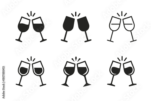 Romantic Logo Icons. Romantic dinner dates and intimate moments. Icon set. Set Logo of romantic moments: wine glass and candle. harmonious logo variations of