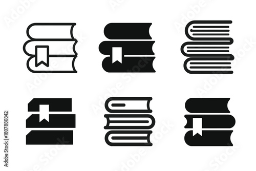 Library Logo Variations. Library. Icon set. Set Logo of library: globe and book representing world knowledge. harmonious logo variations of the same emblematic