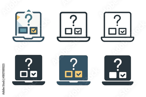 E-Learning Logo Variations. E-learning and online courses. Icon set. Set Logo of e-learning and online courses: laptop with open book. harmonious