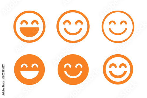 Smiling Logo Variations. Smiling. Icon set. Set Logo of smiling: happy face icon. harmonious logo variations of the same emblematic concept, each