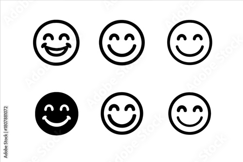 Smiling Logo Variations. Smiling. Icon set. Set Logo of smiling: happy face icon. harmonious logo variations of the same emblematic concept, each