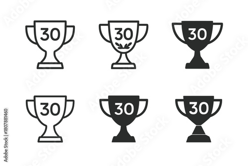 Birthday Milestone Icons. Birthday milestone. Icon set. Set Logo of birthday milestone: number-shaped balloon arrangement. harmonious logo variations of the