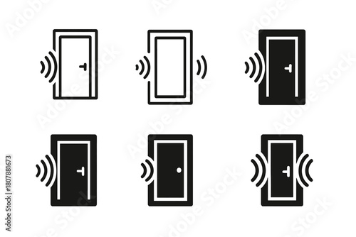 Soundproofing Logo Variations. Soundproofing home spaces. Icon set. Set Logo of soundproofing home spaces: insulated window. harmonious logo variations of the