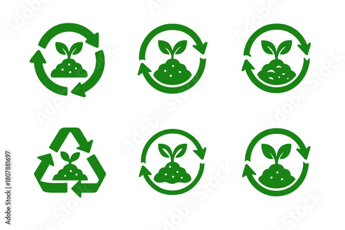 Eco Farming Logos. Eco-Friendly Farming Practices. Icon set. Set Logo of Eco-Friendly Farming: water drop nourishing plant. harmonious logo variations of the