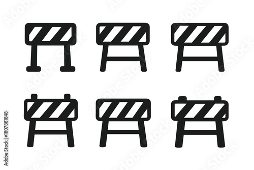 Urban Streets Icons. Urban streets. Icon set. Set Logo of Urban streets: Road barrier. harmonious logo variations of the same emblematic concept, each with