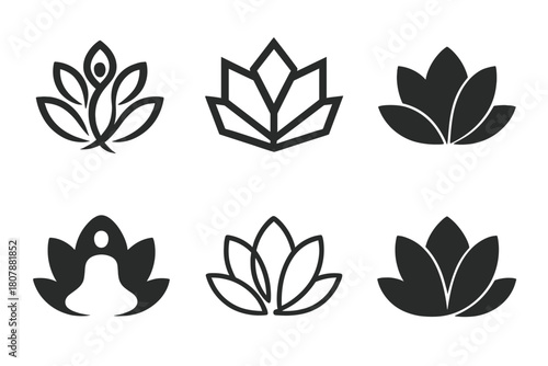 Spiritual Growth Logos. Spiritual growth and well-being. Icon set. Set Logo of Spiritual growth and well-being: Calm water with reflection. harmonious logo