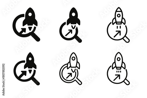 Startup Marketing Logos. Marketing strategies for startups and small businesses. Icon set. Set Logo of marketing strategies for startups and small businesses: