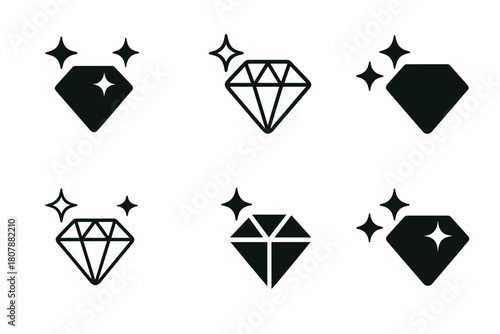 Glint Logo Variations. Glint. Icon set. Set Logo of Glint: Shimmering star. harmonious logo variations of the same emblematic concept, each with different