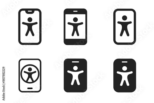 Accessible UI Icon Set. Accessible user interface (UI) design. Icon set. Set Logo of accessible user interface (UI) design: universal design grid. harmonious