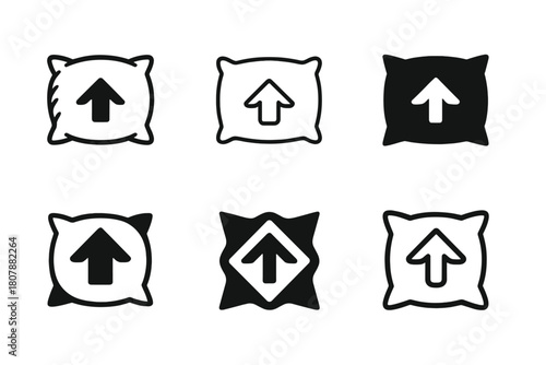 Stylish Bedroom Decor Icons. Upgrading your bedroom with stylish decor. Icon set. Set Logo of upgrading your bedroom with stylish decor: ambient bedside