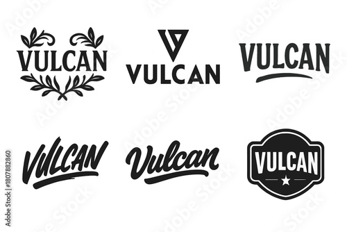 Vulcan Sigil Variations. Vulcan Sigil. Set lettering. harmonious lettering variations of the same emblematic concept, each with different artistic