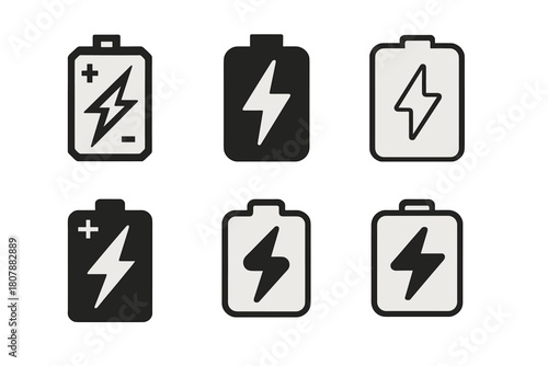 Energy Storage Logos. Energy storage batteries. Icon set. Set Logo of Energy storage batteries: Renewable energy storage. harmonious logo variations of the