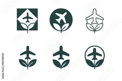 Sustainable Travel Logos. Socially responsible travel. Icon set. Set Logo of socially responsible travel: regenerative tourism initiatives. harmonious logo