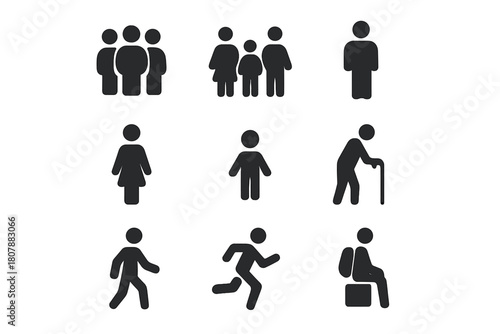 Community Icons Set. Community support. Solid icon set of community support: people group, heart, handshake, home, lightbulb, donation box, hands together,