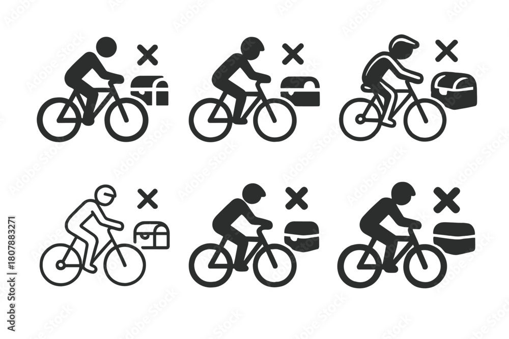 Fototapeta premium Bicycle Treasure Hunt Icons. bicycle treasure hunts. Icon set. Set Logo of bicycle treasure hunts: bike trail with X mark. harmonious logo variations of the